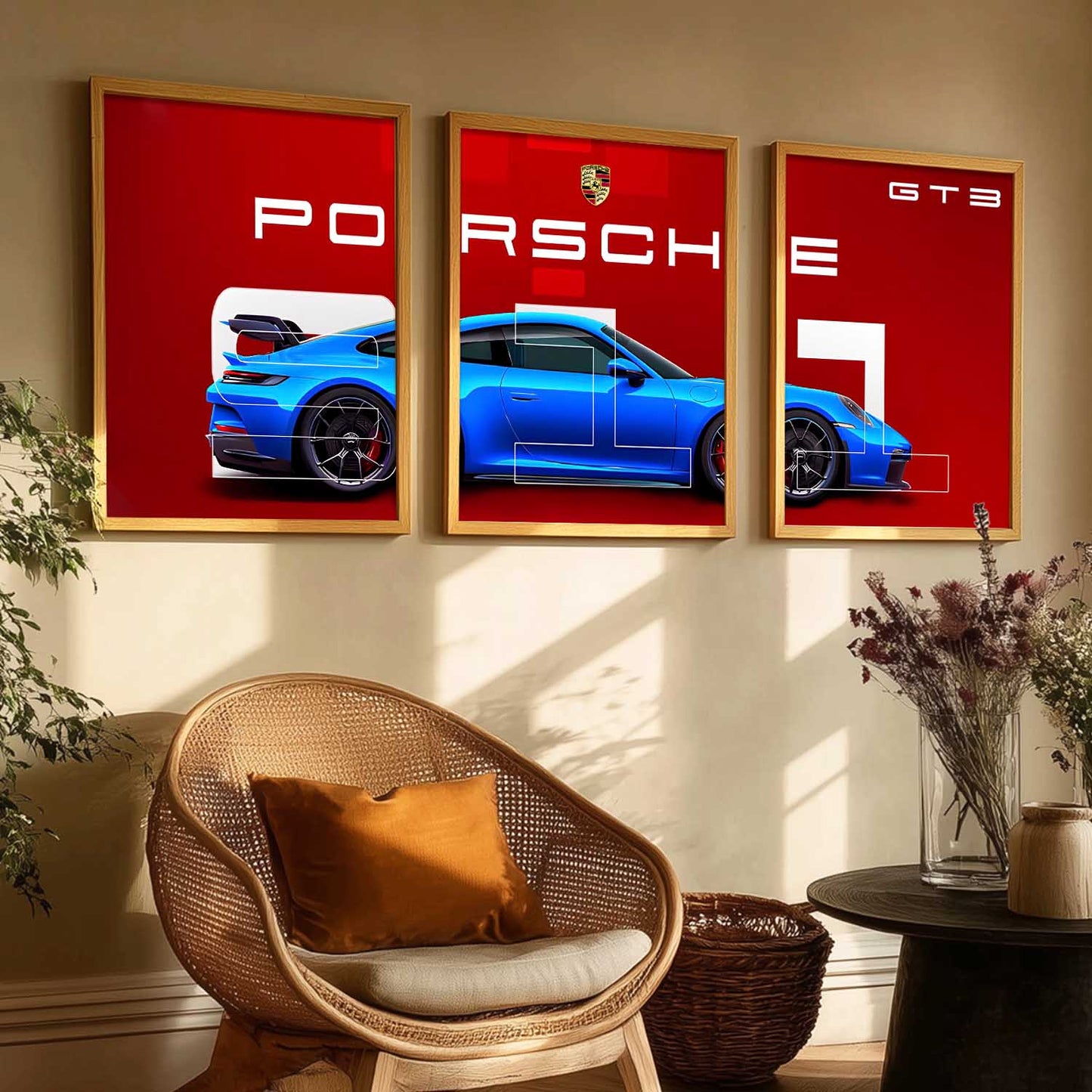 Big Porsche Car Wall Art Paintings for Living Room Bedroom