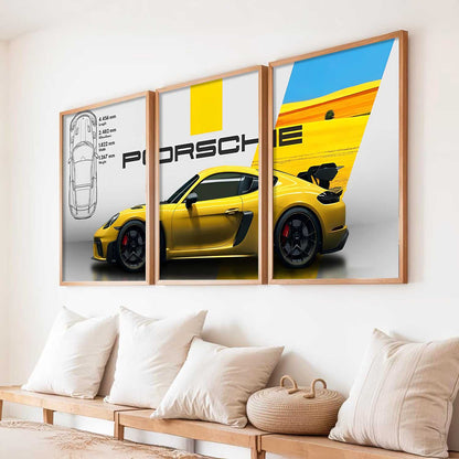 Big Porsche Cars Wall Art Paintings for Living Room Bedroom