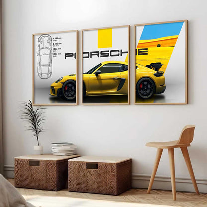 Big Porsche Cars Wall Art Paintings for Living Room Bedroom