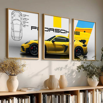 Big Porsche Cars Wall Art Paintings for Living Room Bedroom