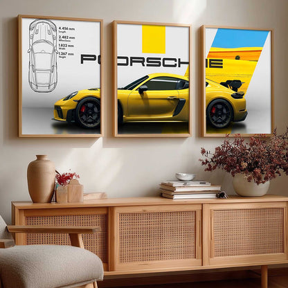 Big Porsche Cars Wall Art Paintings for Living Room Bedroom