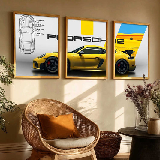 Big Porsche Cars Wall Art Paintings for Living Room Bedroom
