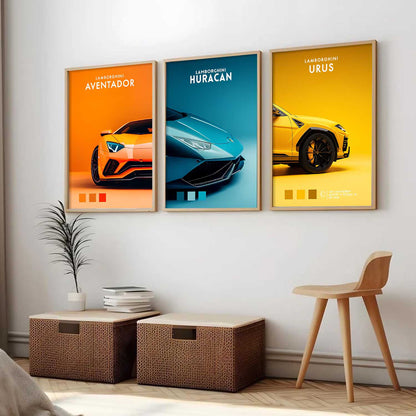 Big Lamborghini Aventador, Huracan, Urus Cars Wall Art Paintings for Living Room Bedroom