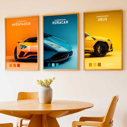 Big Lamborghini Aventador, Huracan, Urus Cars Wall Art Paintings for Living Room Bedroom