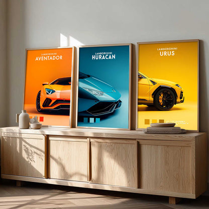 Big Lamborghini Aventador, Huracan, Urus Cars Wall Art Paintings for Living Room Bedroom