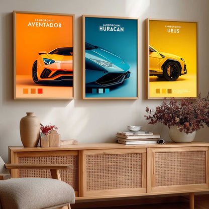Big Lamborghini Aventador, Huracan, Urus Cars Wall Art Paintings for Living Room Bedroom