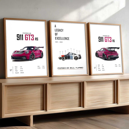 Big Porsche 911 Cars Wall Art Paintings for Living Room Bedroom