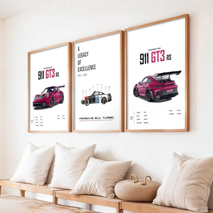 Big Porsche 911 Cars Wall Art Paintings for Living Room Bedroom