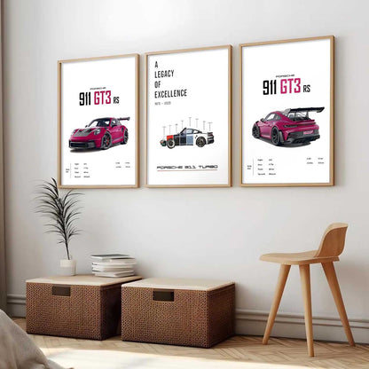 Big Porsche 911 Cars Wall Art Paintings for Living Room Bedroom