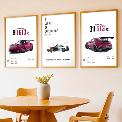 Big Porsche 911 Cars Wall Art Paintings for Living Room Bedroom