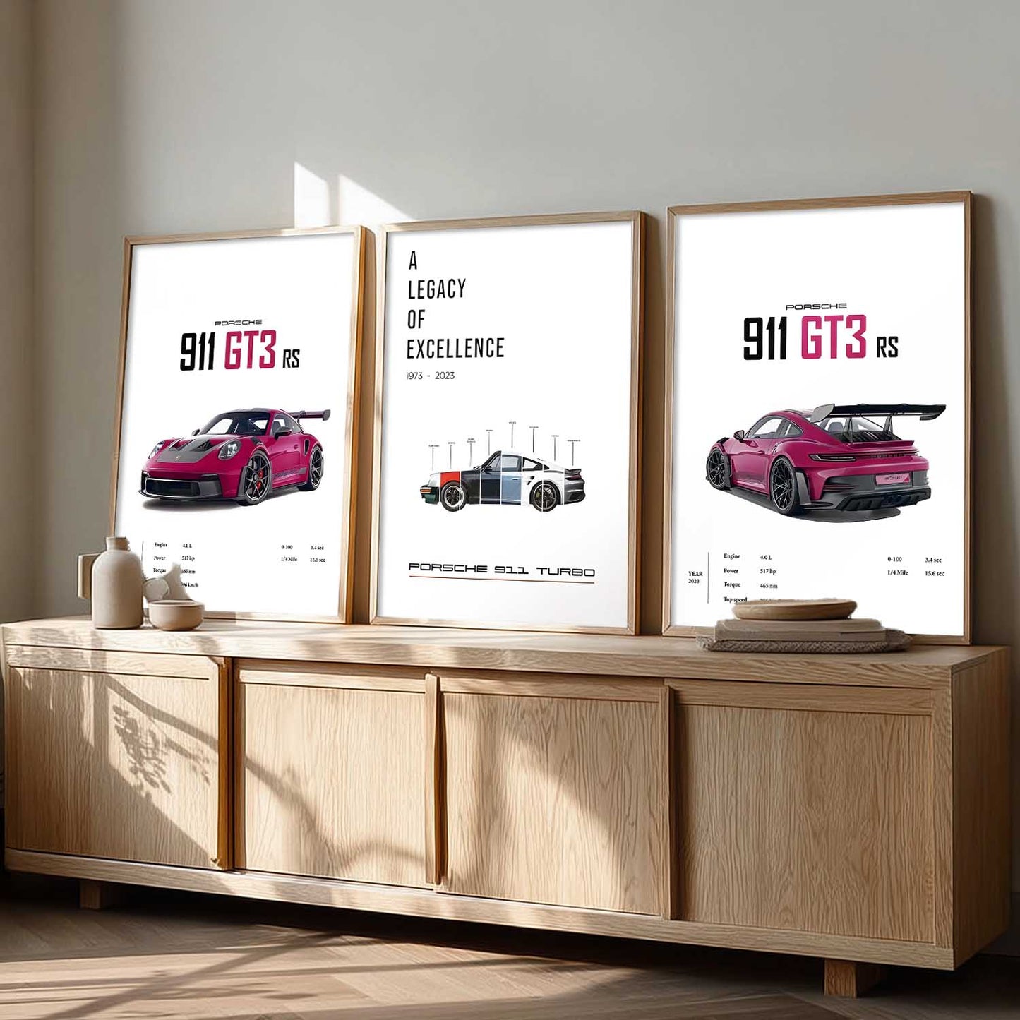 Big Porsche 911 Cars Wall Art Paintings for Living Room Bedroom