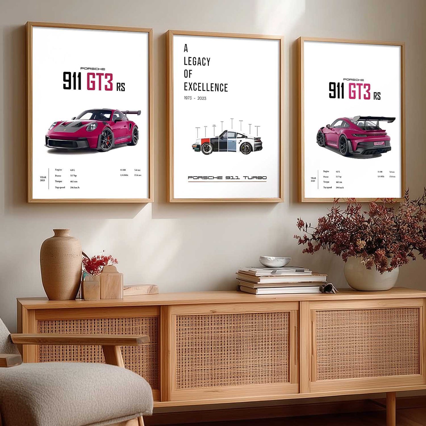 Big Porsche 911 Cars Wall Art Paintings for Living Room Bedroom
