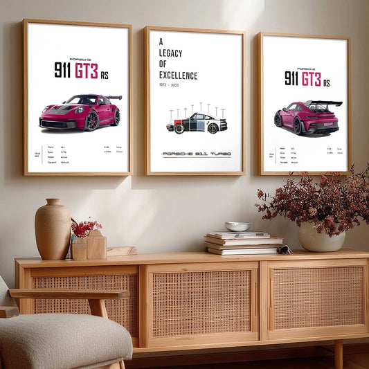 Big Porsche 911 Cars Wall Art Paintings for Living Room Bedroom