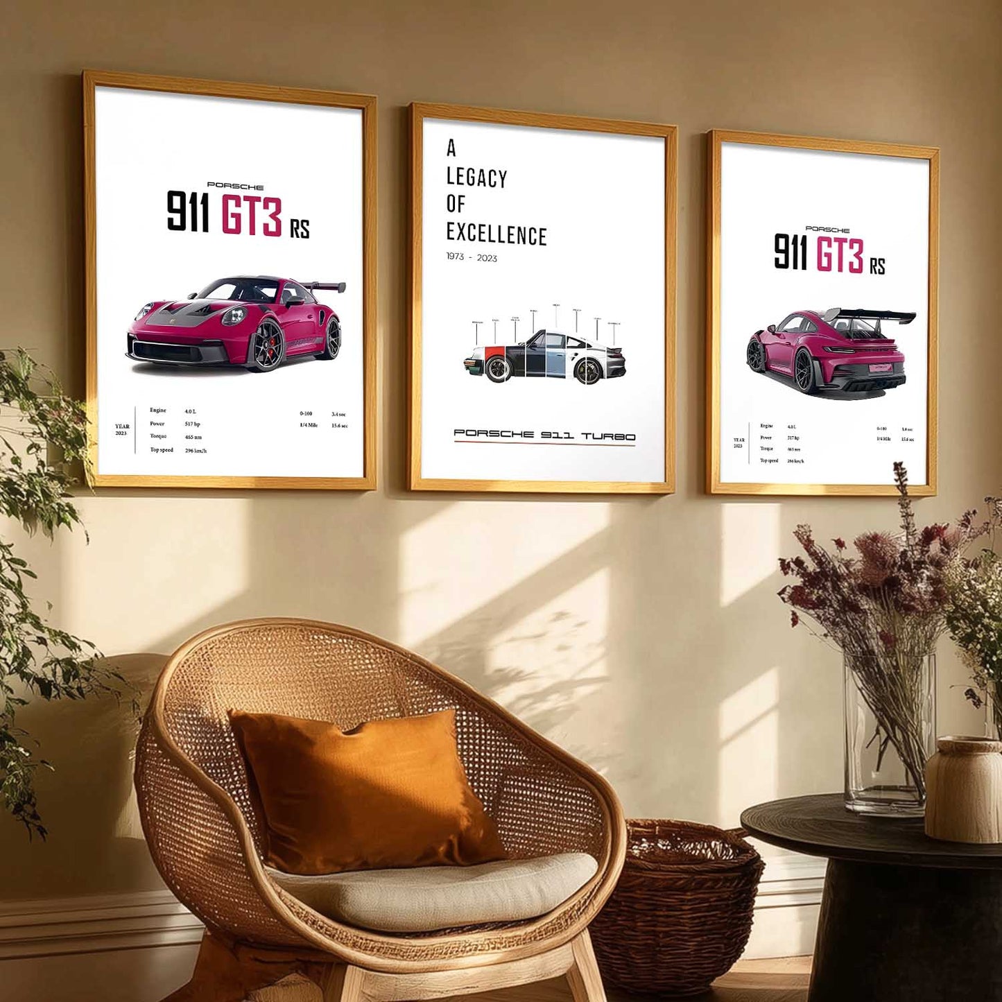 Big Porsche 911 Cars Wall Art Paintings for Living Room Bedroom