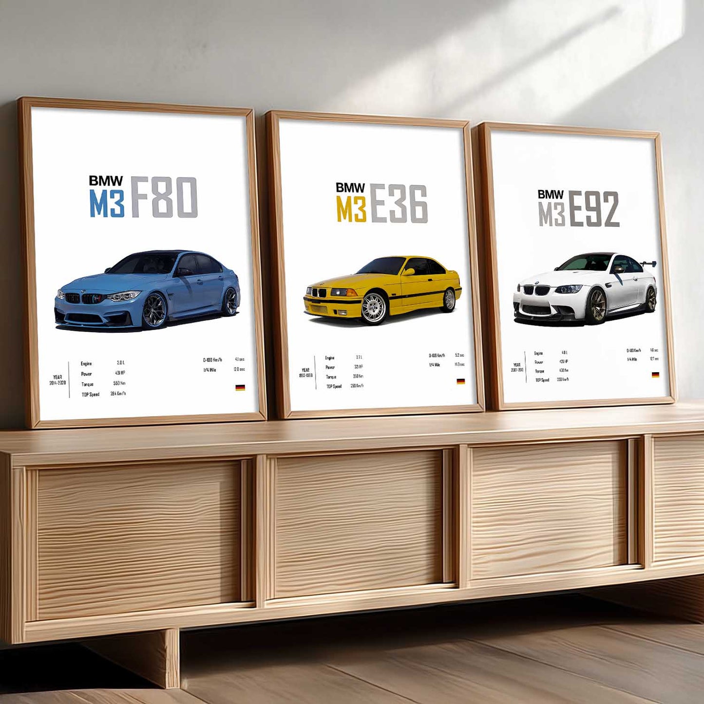 Big BMW M3 Cars Wall Art Paintings for Living Room Bedroom