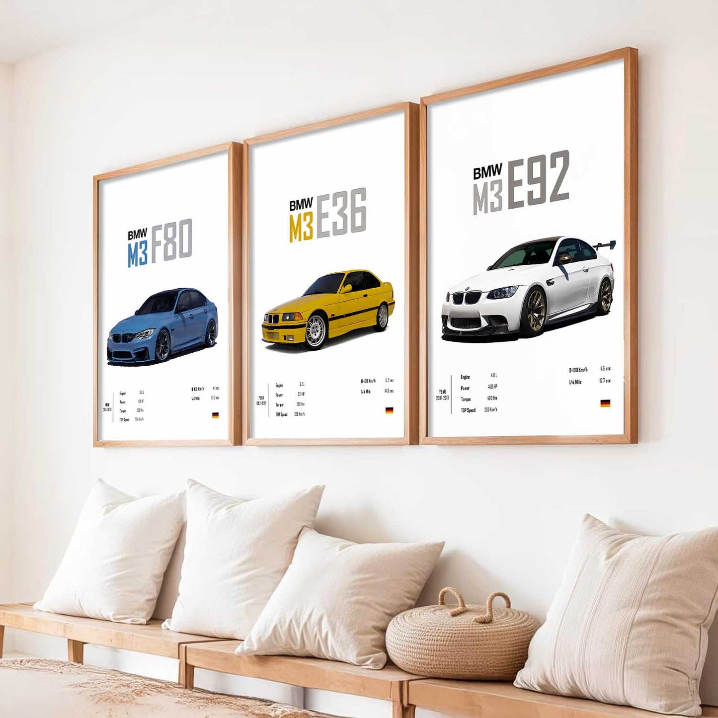 Big BMW M3 Cars Wall Art Paintings for Living Room Bedroom