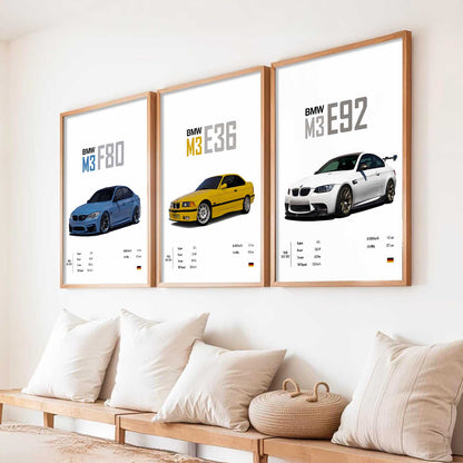 Big BMW M3 Cars Wall Art Paintings for Living Room Bedroom
