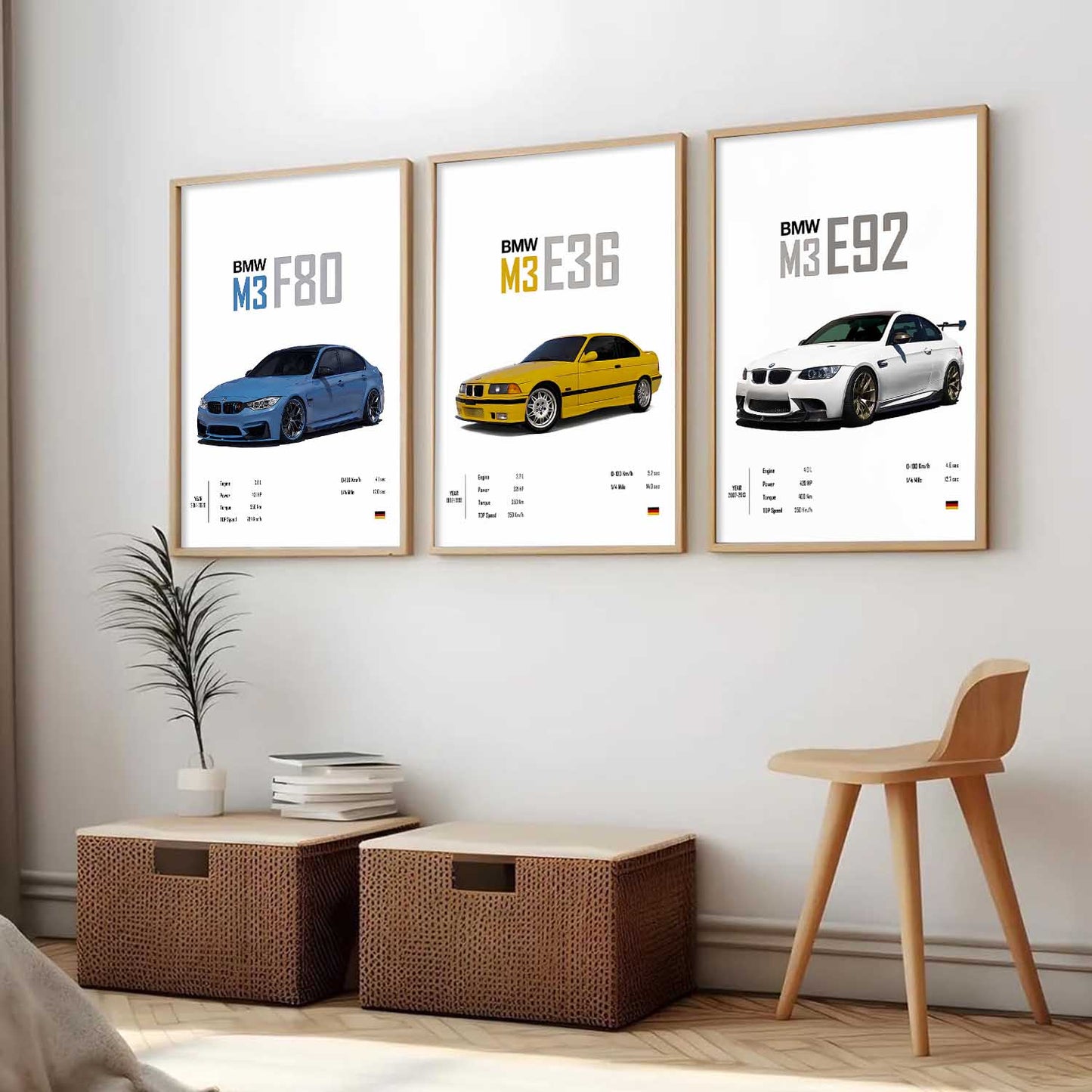 Big BMW M3 Cars Wall Art Paintings for Living Room Bedroom