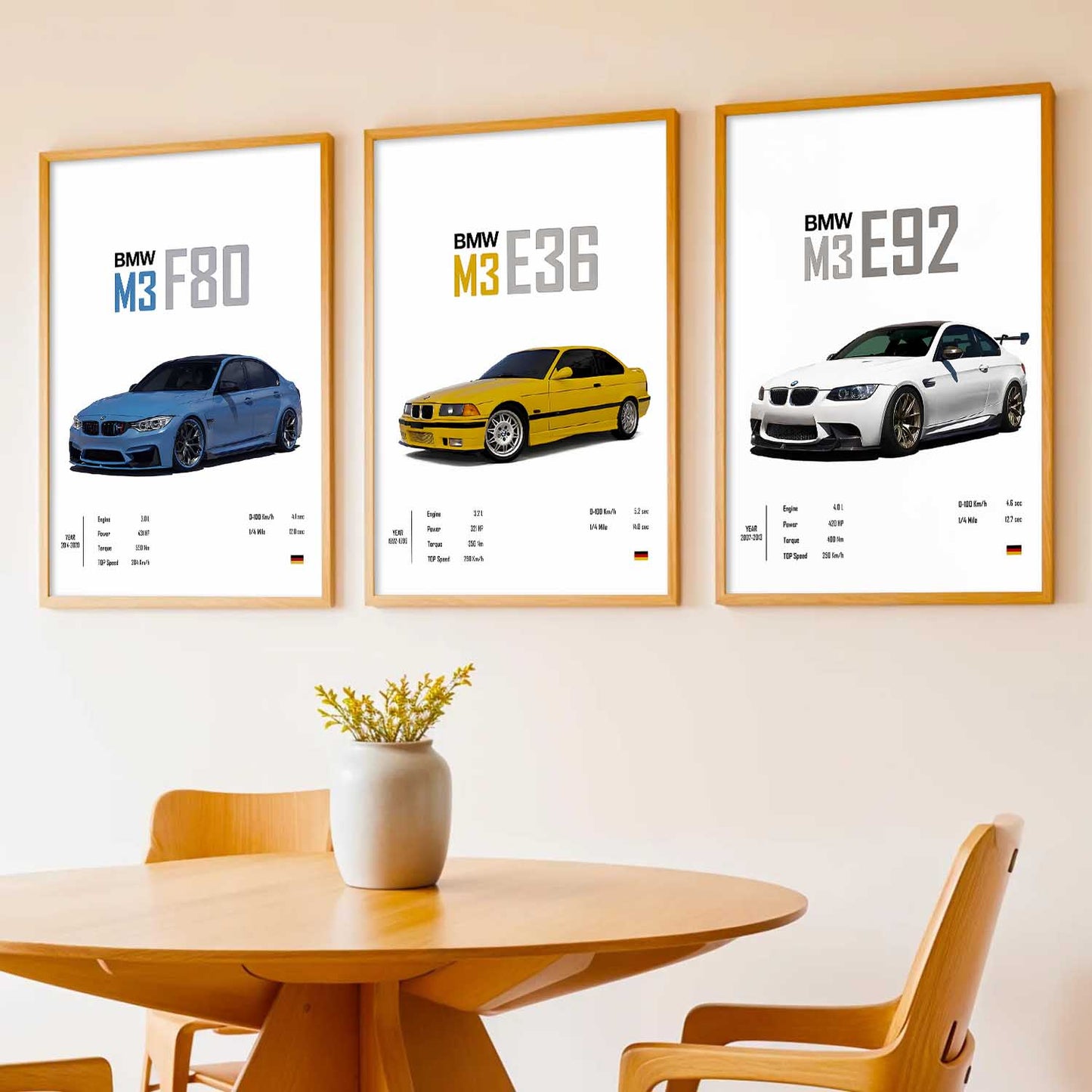 Big BMW M3 Cars Wall Art Paintings for Living Room Bedroom