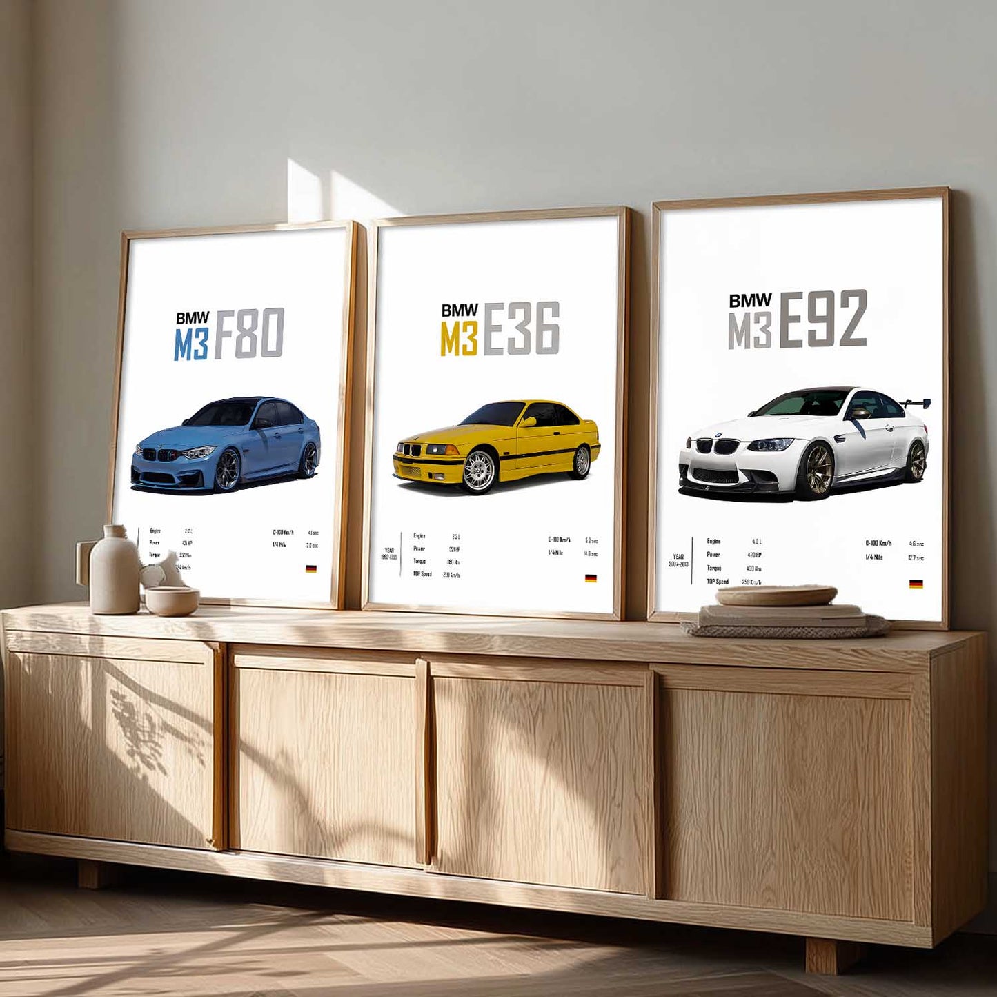 Big BMW M3 Cars Wall Art Paintings for Living Room Bedroom