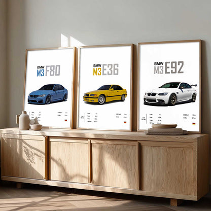 Big BMW M3 Cars Wall Art Paintings for Living Room Bedroom