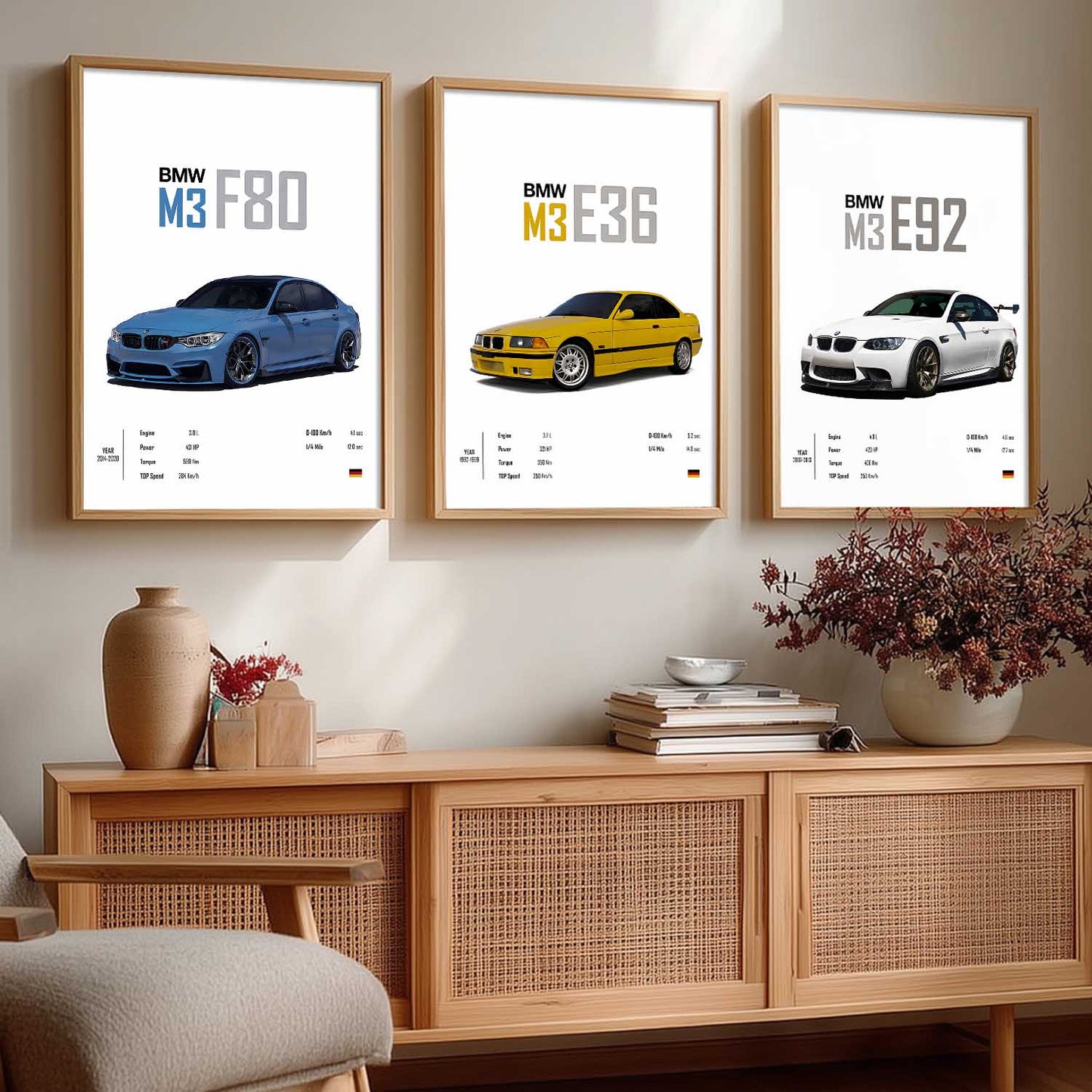 Big BMW M3 Cars Wall Art Paintings for Living Room Bedroom