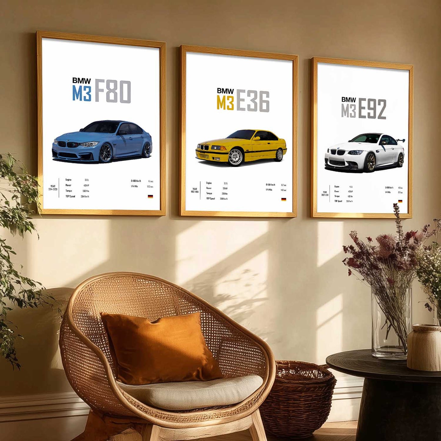 Big BMW M3 Cars Wall Art Paintings for Living Room Bedroom