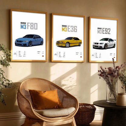 Big BMW M3 Cars Wall Art Paintings for Living Room Bedroom