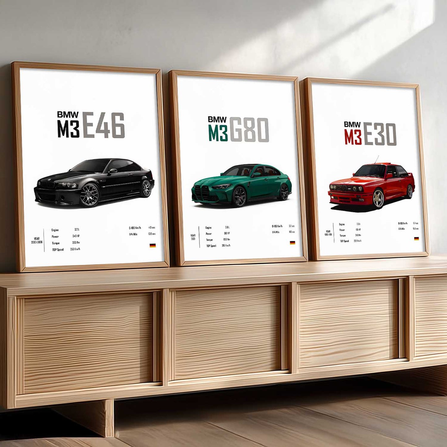 Big BMW M3 Cars Wall Art Paintings for Living Room Bedroom