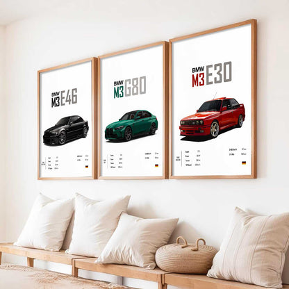 Big BMW M3 Cars Wall Art Paintings for Living Room Bedroom