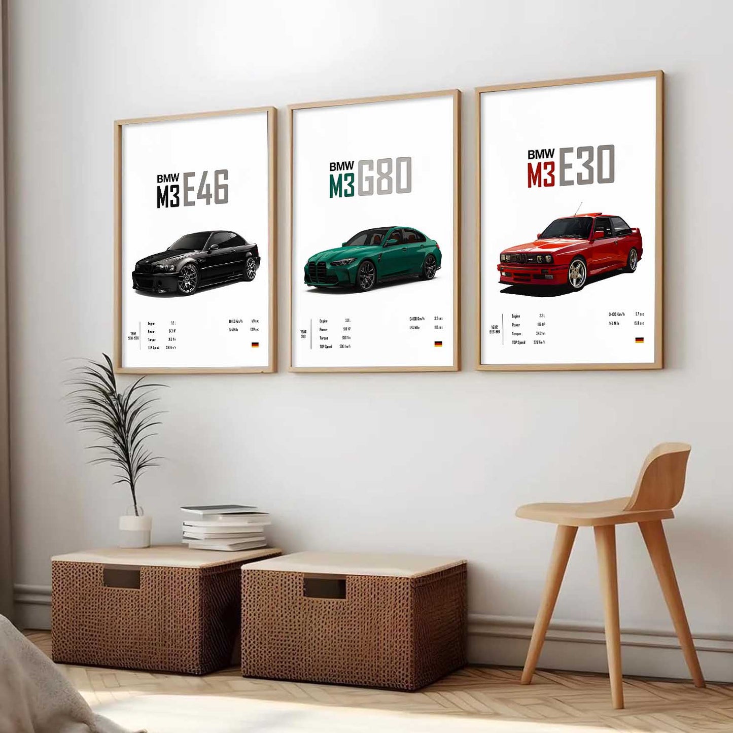 Big BMW M3 Cars Wall Art Paintings for Living Room Bedroom