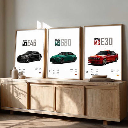 Big BMW M3 Cars Wall Art Paintings for Living Room Bedroom