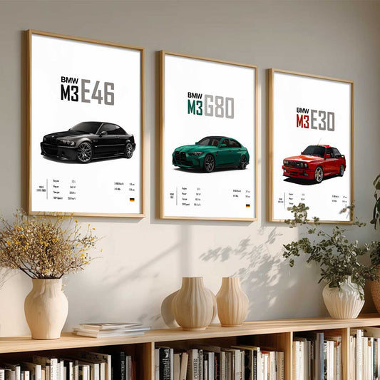 Big BMW M3 Cars Wall Art Paintings for Living Room Bedroom
