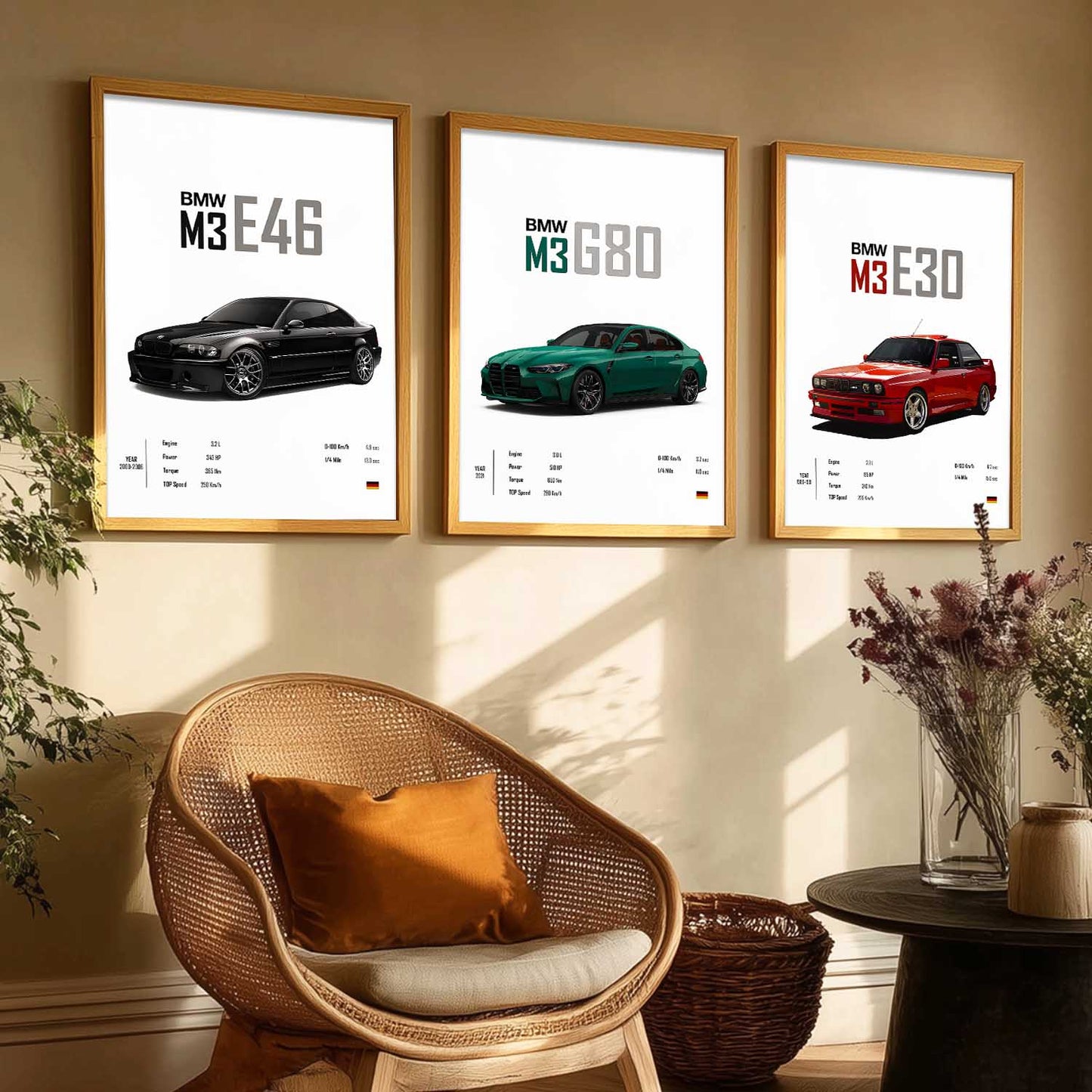 Big BMW M3 Cars Wall Art Paintings for Living Room Bedroom
