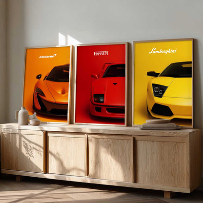 Big McLaren Ferrai Lamborghini Cars  Wall Art Paintings for Living Room Bedroom