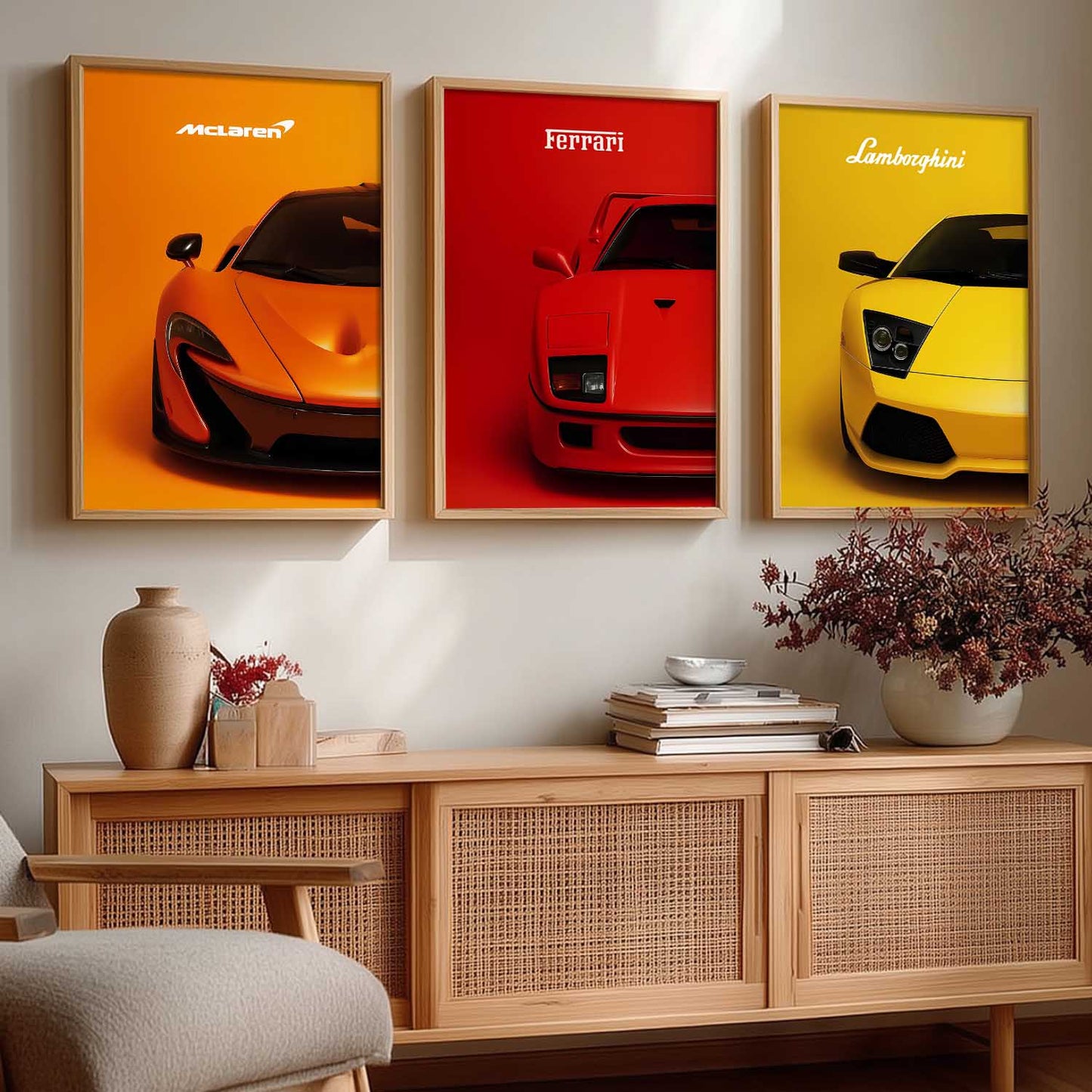 Big McLaren Ferrai Lamborghini Cars  Wall Art Paintings for Living Room Bedroom