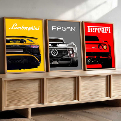Big Lamborghini Ferrai Pagani Cars Wall Art Paintings for Living Room Bedroom