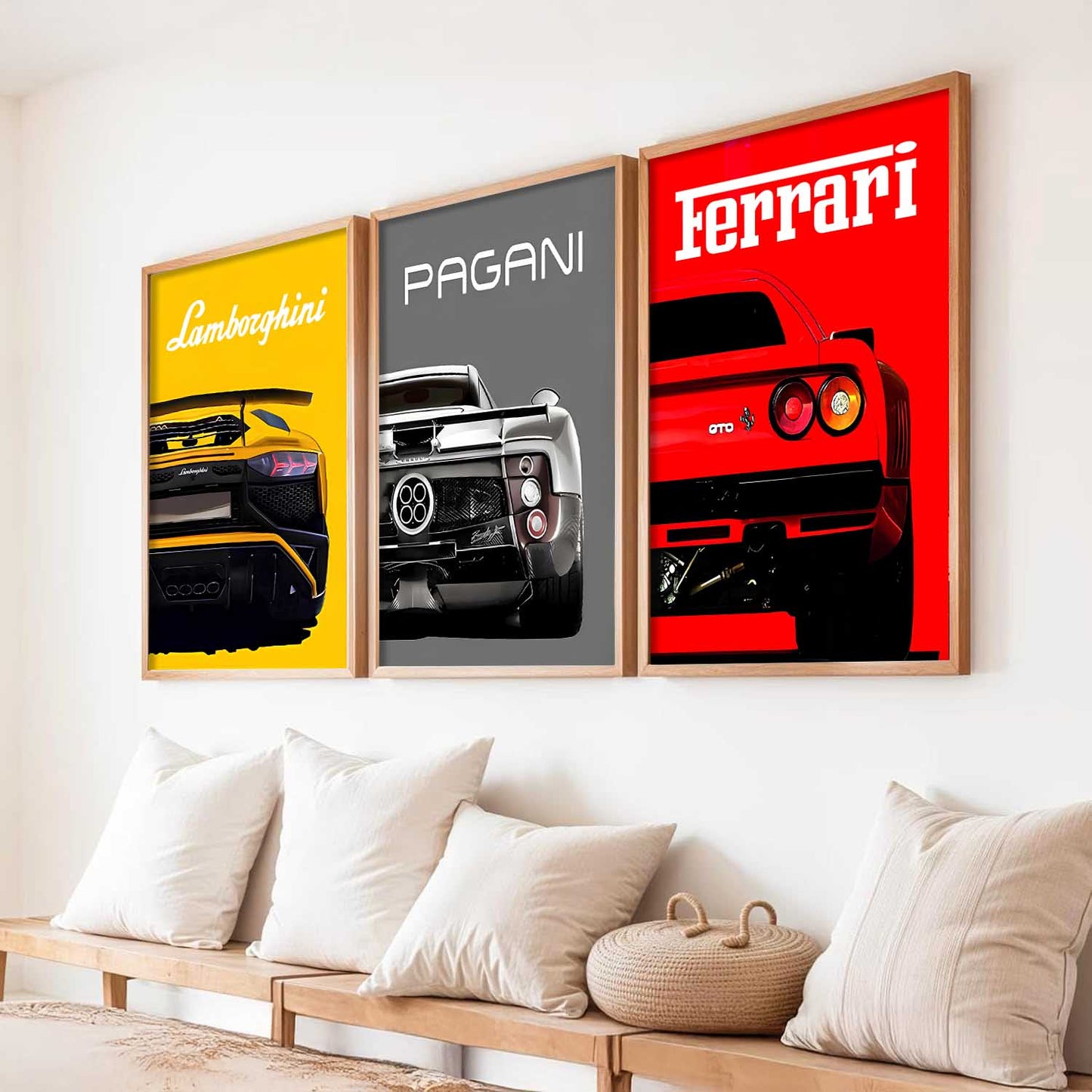 Big Lamborghini Ferrai Pagani Cars Wall Art Paintings for Living Room Bedroom