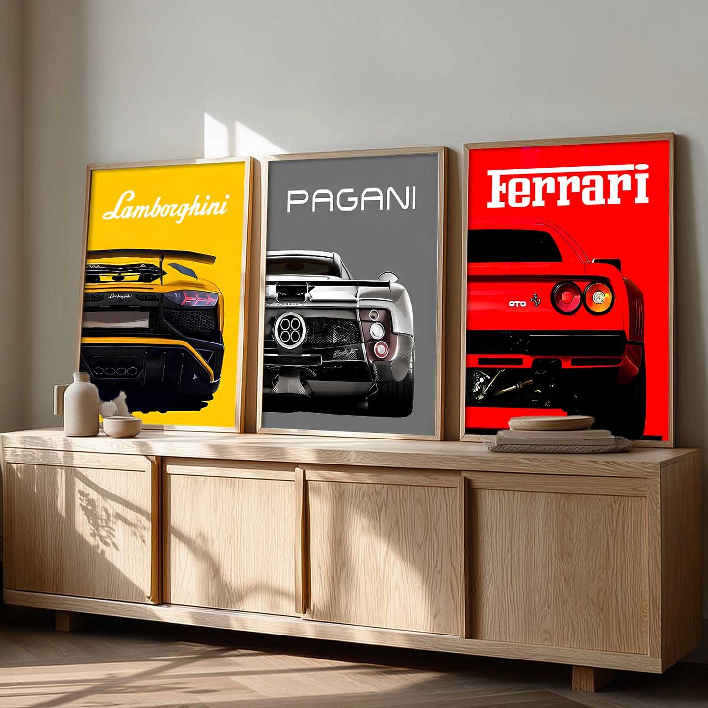 Big Lamborghini Ferrai Pagani Cars Wall Art Paintings for Living Room Bedroom