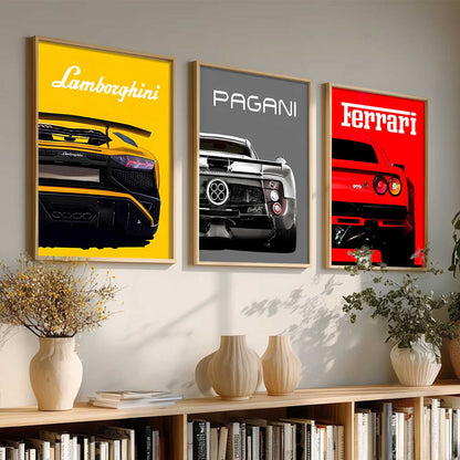 Big Lamborghini Ferrai Pagani Cars Wall Art Paintings for Living Room Bedroom