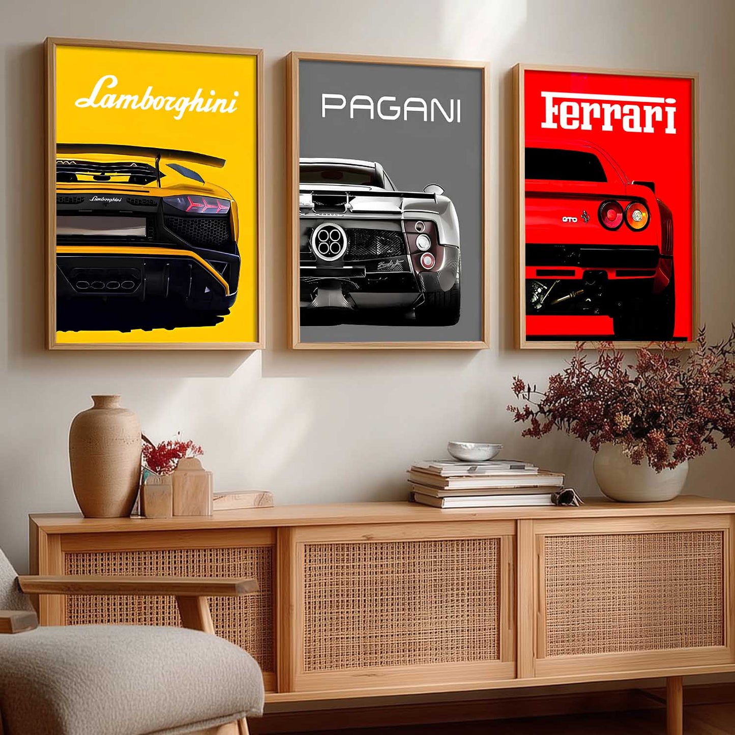 Big Lamborghini Ferrai Pagani Cars Wall Art Paintings for Living Room Bedroom