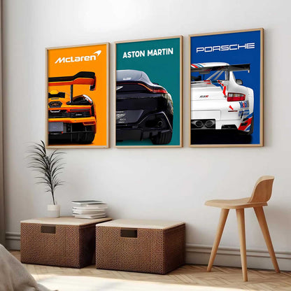 Big McLaren Porsche Aston Martin Cars Wall Art Paintings for Living Room Bedroom
