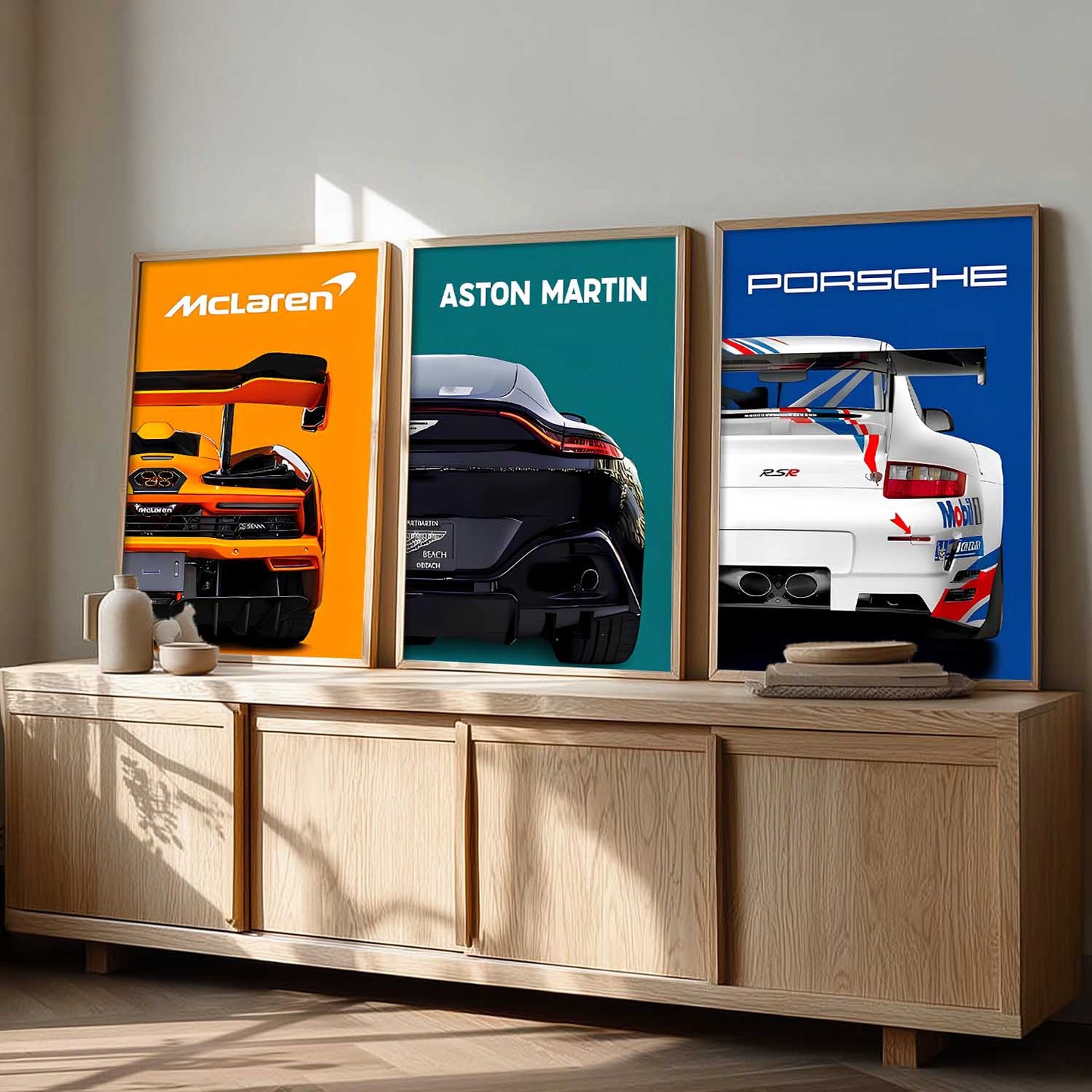 Big McLaren Porsche Aston Martin Cars Wall Art Paintings for Living Room Bedroom