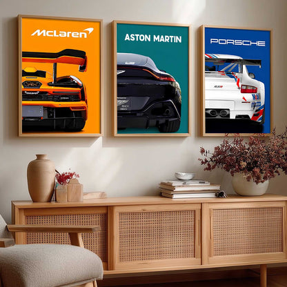 Big McLaren Porsche Aston Martin Cars Wall Art Paintings for Living Room Bedroom