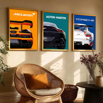 Big McLaren Porsche Aston Martin Cars Wall Art Paintings for Living Room Bedroom