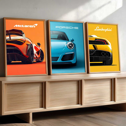 Big McLaren Lamborghini Porsche Cars Wall Art Paintings for Living Room Bedroom