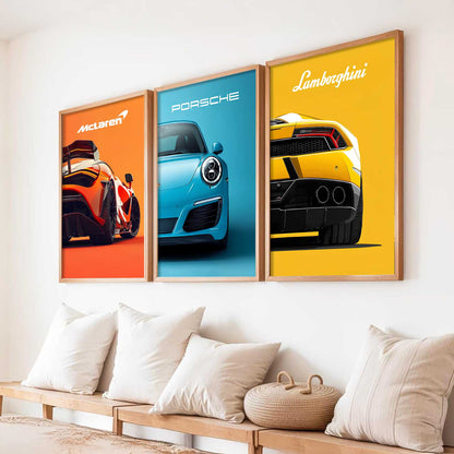 Big McLaren Lamborghini Porsche Cars Wall Art Paintings for Living Room Bedroom