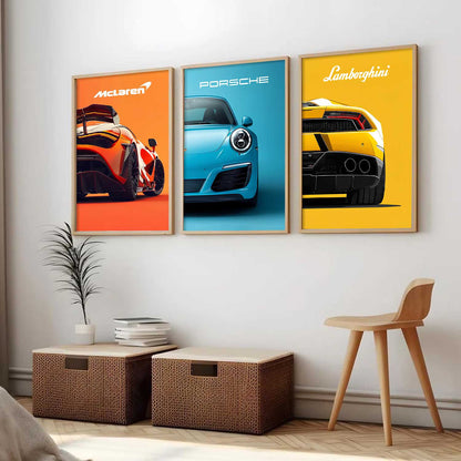 Big McLaren Lamborghini Porsche Cars Wall Art Paintings for Living Room Bedroom