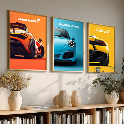 Big McLaren Lamborghini Porsche Cars Wall Art Paintings for Living Room Bedroom