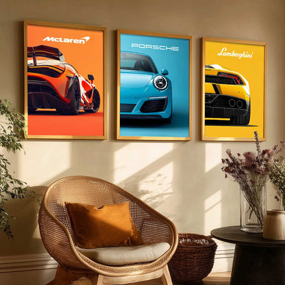 Big McLaren Lamborghini Porsche Cars Wall Art Paintings for Living Room Bedroom